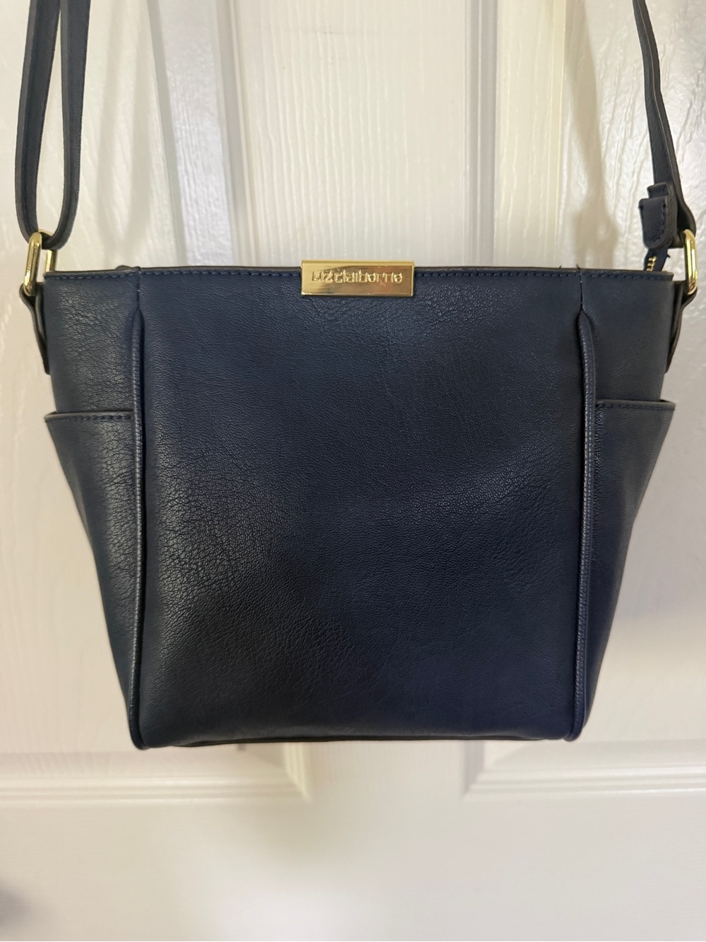Liz Claiborne Navy Blue Crossbody Bag with Gold Hardware